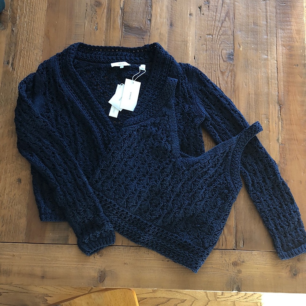 Vince navy knit sweater set size XS NWT
